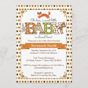 Convite Woodland Baby Shower Invances - Woodland Animal
