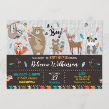 Woodland Baby Shower Invoca Chá Baby Boy