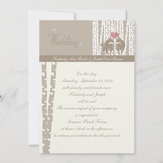 Convite Woodland Birch Wedding (Frente)