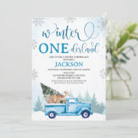Woodland Blue Truck Winter Onederland Birday