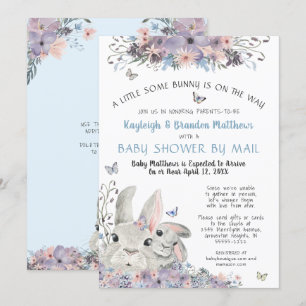 Convite Woodland Bunnies Floral Blue Chá de fraldas Por Co