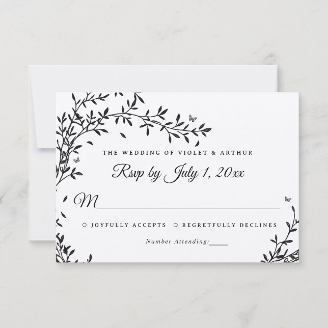 Convite Woodland Charm Wedding RSVP (Frente)