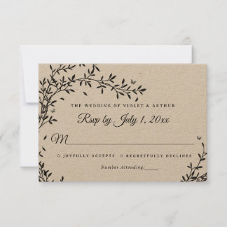 Convite Woodland Charm Wedding RSVP