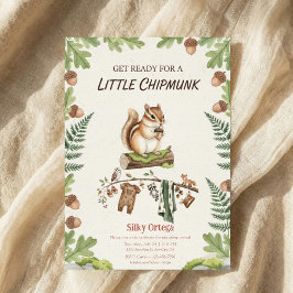 Convite Woodland chipmunk Greenery baby shower