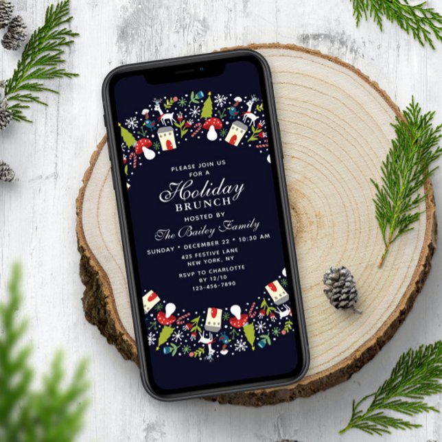 Convite Woodland Christmas Wreath Brunch (Criador carregado)