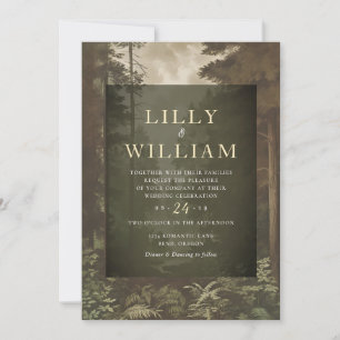Convite Woodland Dark Forest Moody River Wedding