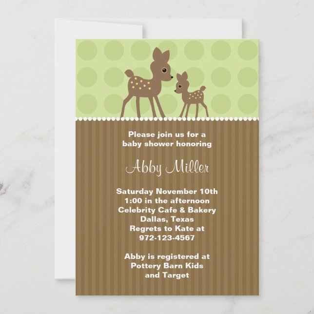 Convite Woodland Deer Baby Shower (Frente)