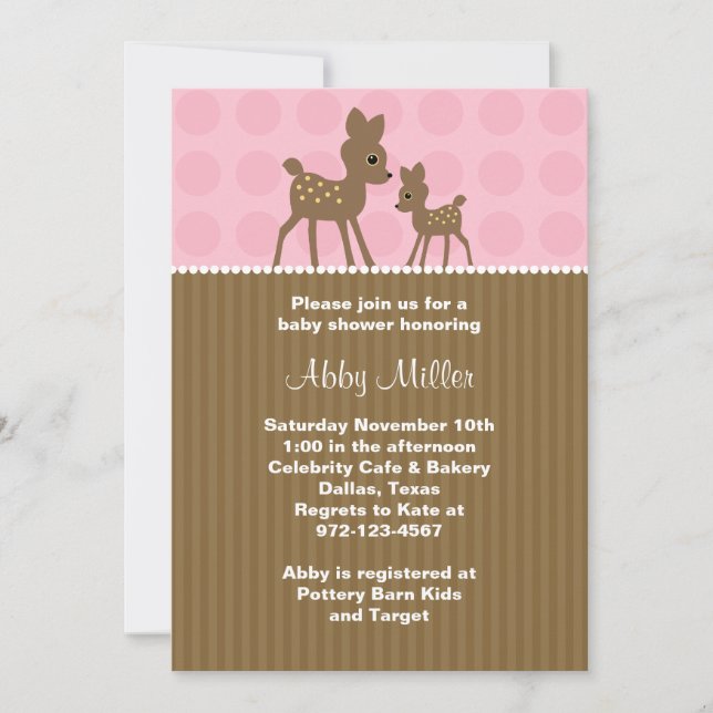 Convite Woodland Deer Baby Shower (Frente)