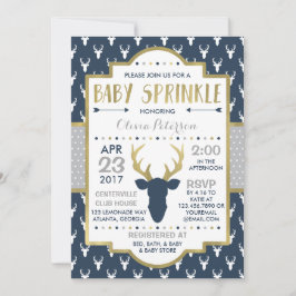 Convite Woodland Deer Baby Sprinkle Invent, Faux Foil