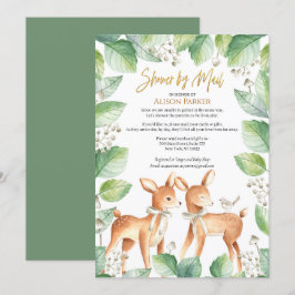 Convite Woodland Deer Floral Greenery Chá de fraldas por M