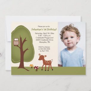Convite Woodland Deer *FOTO* Aniversário 5 x 7