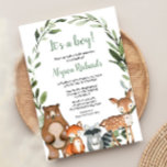 Convite Woodland É um chá de fraldas de amigos da floresta<br><div class="desc">Para personalização mais avançada deste design,  basta selecionar o botão "Personalizar o computador" acima!</div>