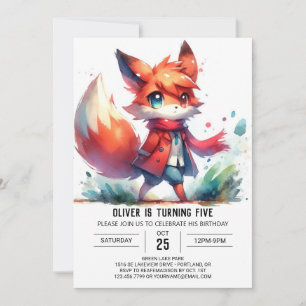 Convite Woodland Editable Fox Birthday
