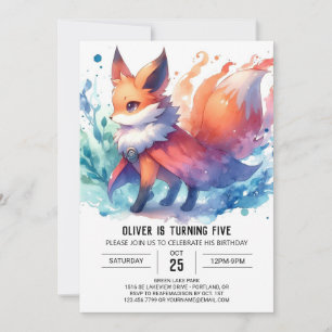 Convite Woodland Editable Fox Birthday