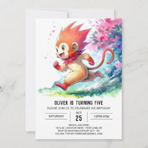 Convite Woodland Editable Monkey Birthday