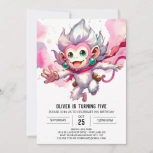 Convite Woodland Editable Monkey Birthday