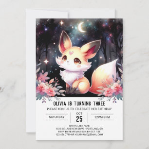 Convite Woodland Encantada Fox Birthday