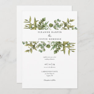 Convite Woodland Eucalyptus Greenery Casamento