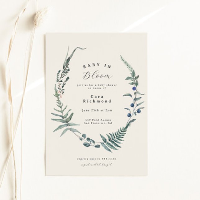 Convite Woodland Fern Forest Berry Baby Shower (Criador carregado)