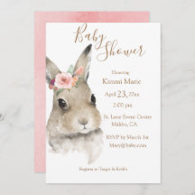 Woodland Floral Bunny Watercolor Script Baby