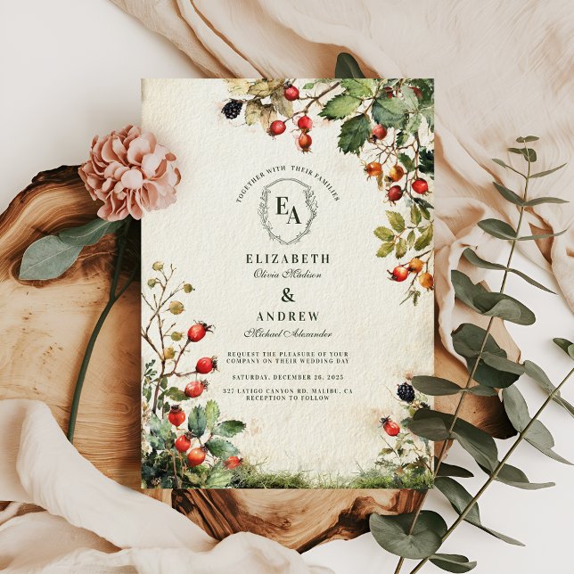 Convite Woodland Foraged Berry Wedding (Criador carregado)