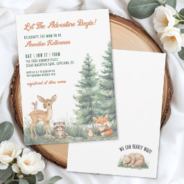 Convite Woodland Forest Animals Adventure Baby Shower