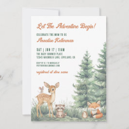 Convite Woodland Forest Animals Adventure Baby Shower