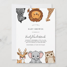 Convite Woodland Forest Animals Baby Shower