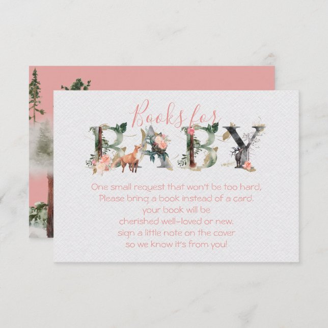 Convite Woodland Forest Books para Chá de fraldas (Frente/Verso)