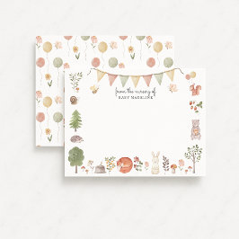 Convite Woodland Forest Friends Nursery Note Card