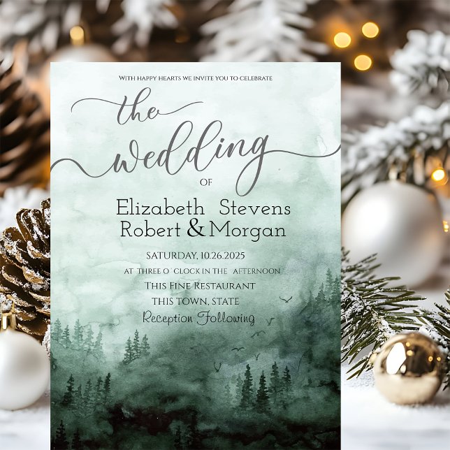Convite Woodland,Forest Green Weds (Criador carregado)