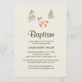 Convite Woodland Fox Baby Baptism