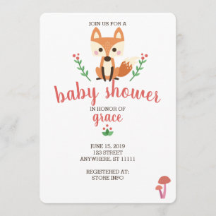 Convite Woodland Fox & Forest Animal Chá de fraldas Invite