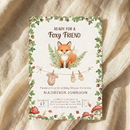 Convite Woodland foxy baby shower
