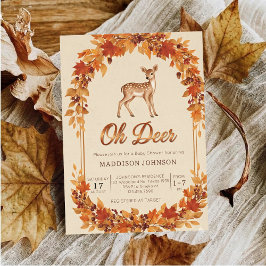 Convite woodland frame flower deer baby shower