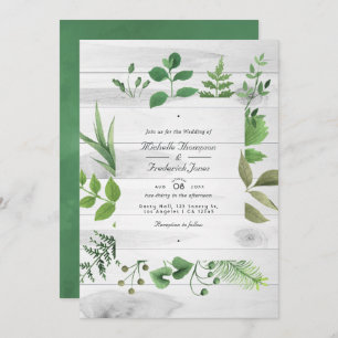 Convite Woodland Greenery Rustic Código QR RSVP Casamento