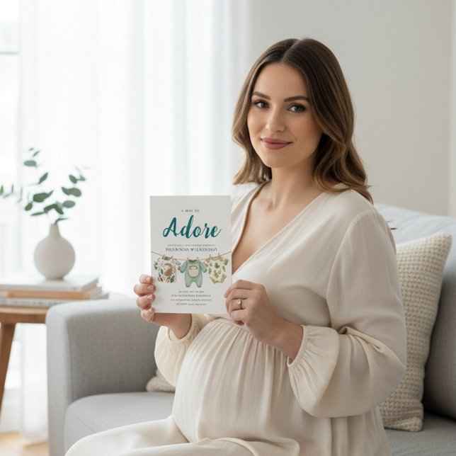 Convite Woodland Hedgehog Baby Clothes A Boy To Adore (Criador carregado)