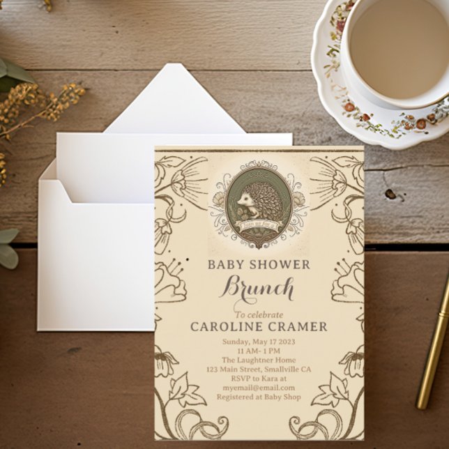 Convite Woodland Hedgehog Boys Chá de fraldas Brunch (Criador carregado)
