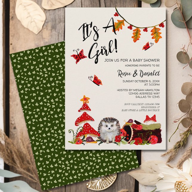 Convite Woodland Hedgehog Caracóis Casais Baby Boy Chá (Criador carregado)