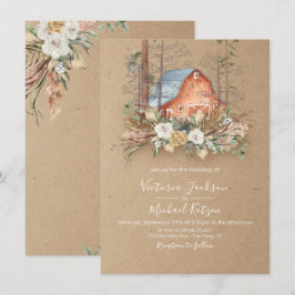 Convite Woodland Kraft, papel Barn Forest Casamento