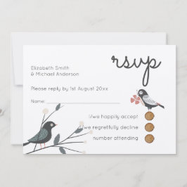 Convite Woodland Love Birds Casando RSVP MENU Rustic Kraft