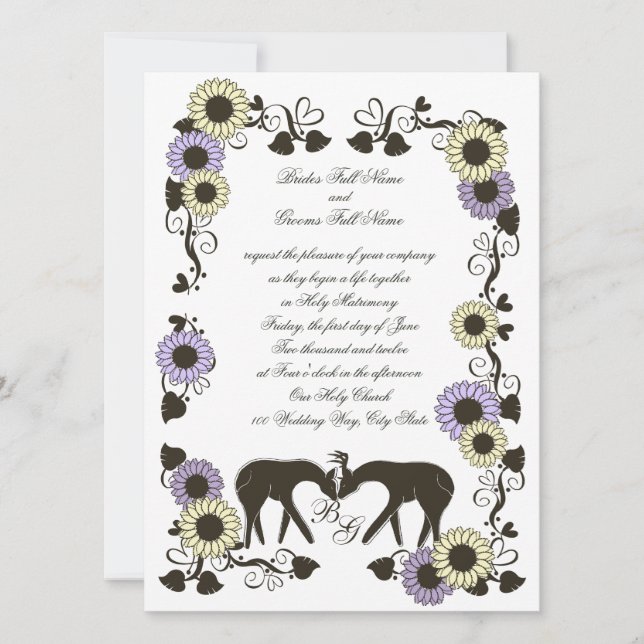 Convite Woodland Love Sunflower Wedding (Frente)