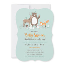 Woodland Mint e Orange Chá de fraldas Invite