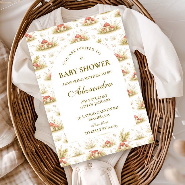 Convite Woodland Mushroom Storybook Baby Shower (Criador carregado)