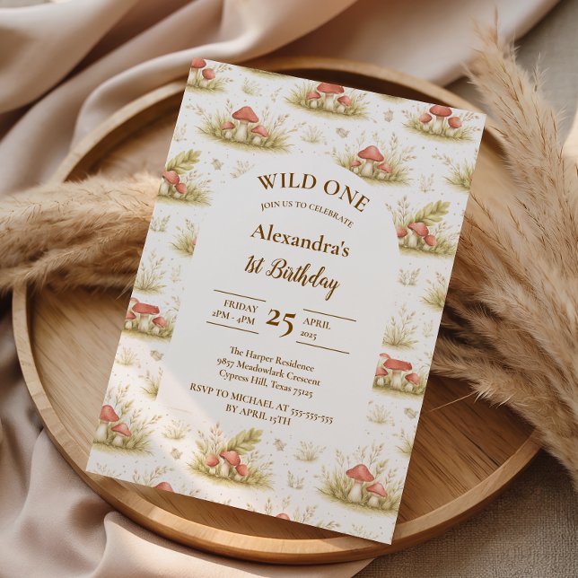 Convite Woodland Mushroom Wild One Birthday (Criador carregado)