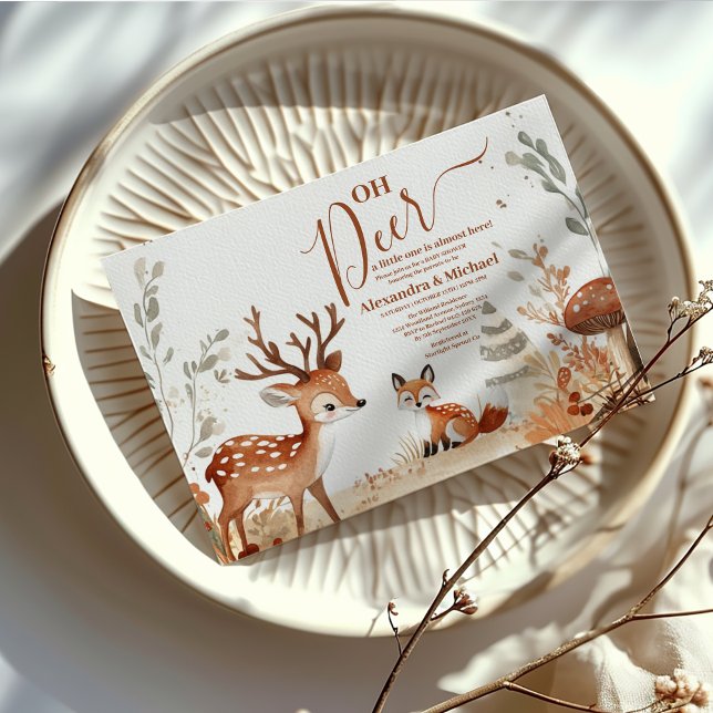 Convite Woodland Oh Deer Forest Chá de fraldas (Criador carregado)