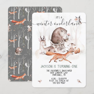 Convite Woodland Onderland Scandinavian Festa de aniversá