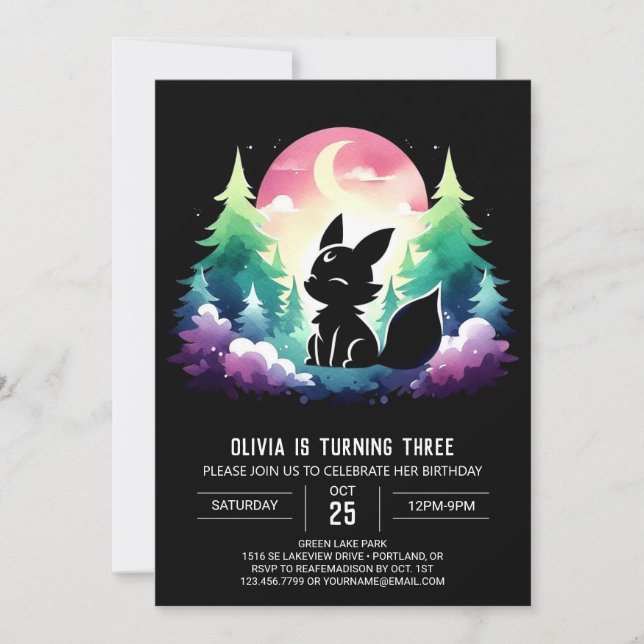 Convite Woodland Pastel Wolf Birthday (Frente)