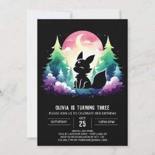 Convite Woodland Pastel Wolf Birthday