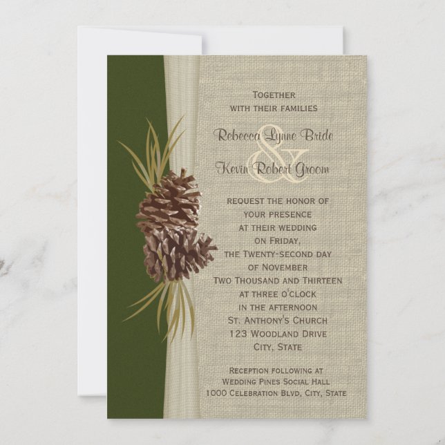Convite Woodland Pines Wedding (Verso)
